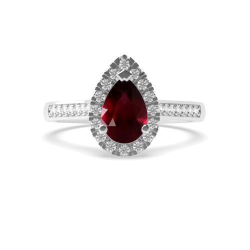 Prong Pear Shoulder set Ruby Engagement Rings