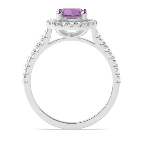 Classic Amethyst Halo Engagement Ring