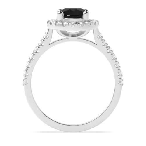 Classic Black Diamond Halo Engagement Ring