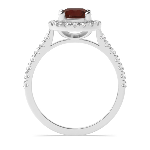 Classic Garnet Halo Engagement Ring