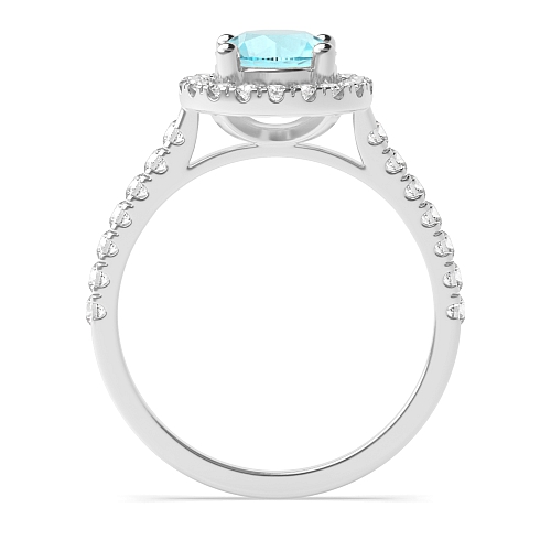 4 Prong Classic Aquamarine Halo Diamond Jewellery