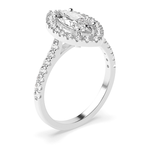 4 Prong Marquise Classic Halo Engagement Ring