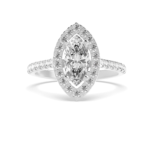 4 Prong Marquise Classic Halo Engagement Ring