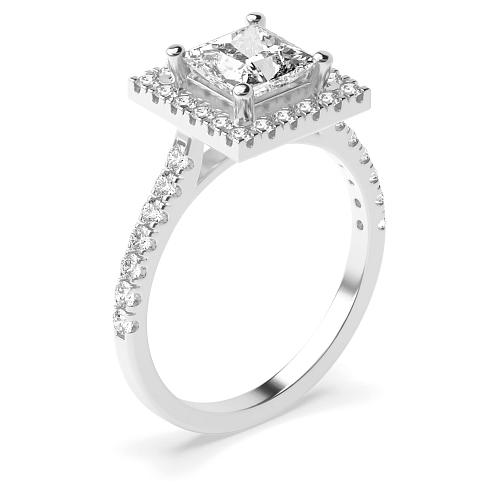 4 Prong Princess Classic Halo Engagement Ring