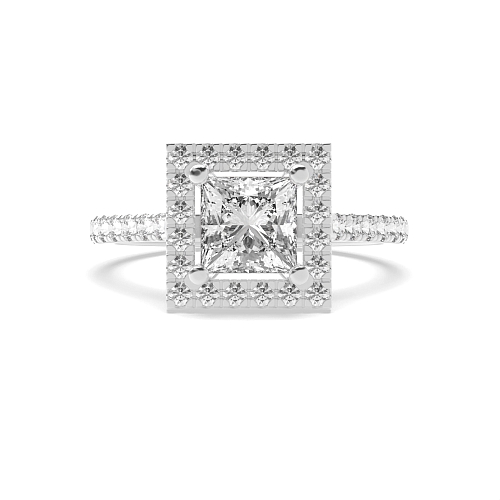 4 Prong Princess Classic Halo Engagement Ring