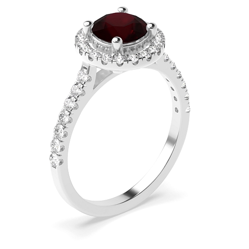 4 Prong Classic Ruby Halo Engagement Ring