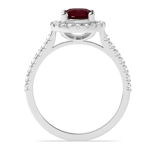 4 Prong Classic Ruby Halo Engagement Ring