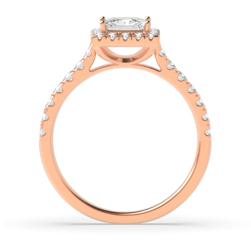 Princess Rose Gold Halo Engagement Ring