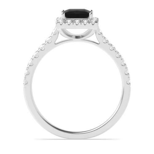 Princess Classic Black Diamond Halo Engagement Ring