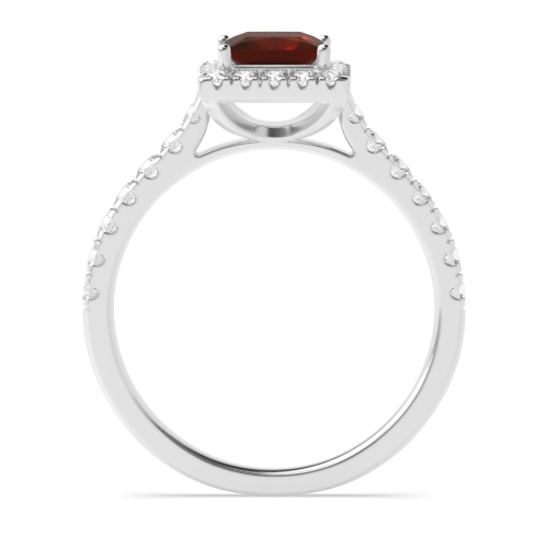 Princess Classic Garnet Halo Engagement Ring