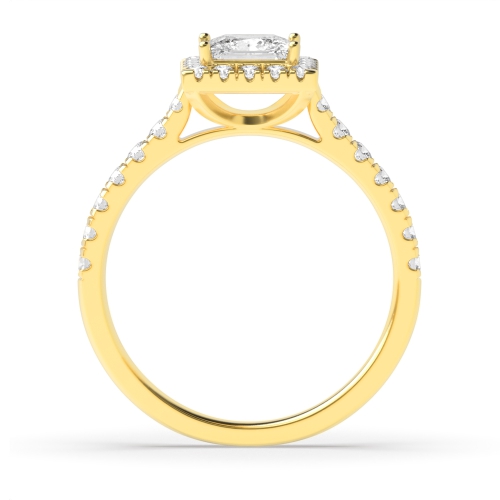 Princess Yellow Gold Halo Engagement Ring