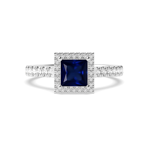 High set accented stone Blue Sapphire Engagement Rings