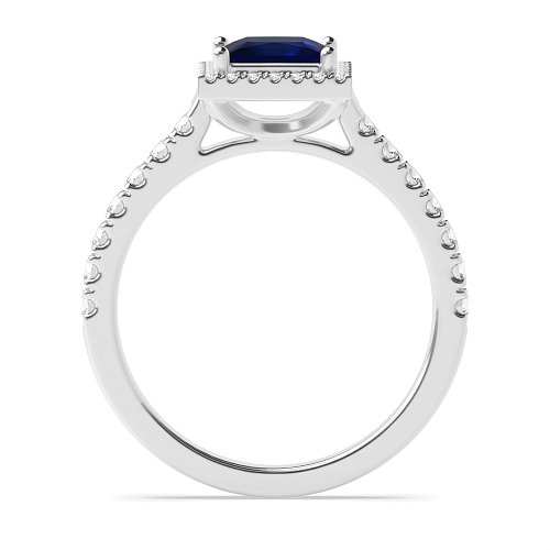 High set accented stone Blue Sapphire Engagement Rings