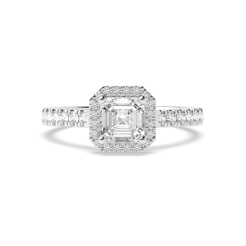 Asscher High set accented stone Engagement Rings