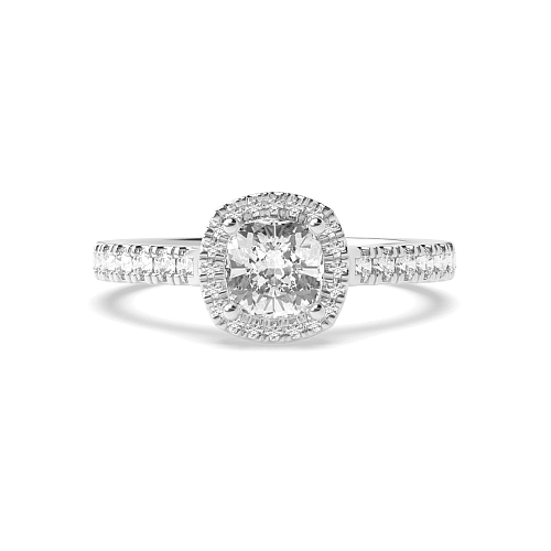Cushion High set accented stone Engagement Rings