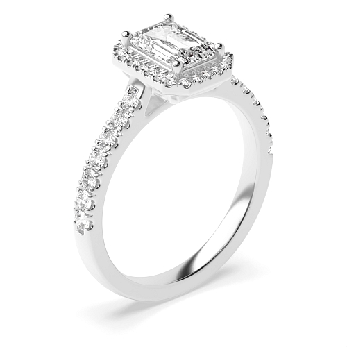 Emerald High set accented stone Engagement Rings