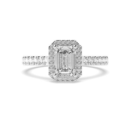 Emerald High set accented stone Engagement Rings