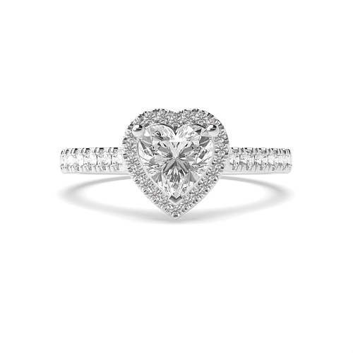 Prong Heart High set accented stone Engagement Rings