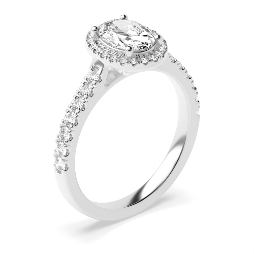 Oval High set accented stone Engagement Rings