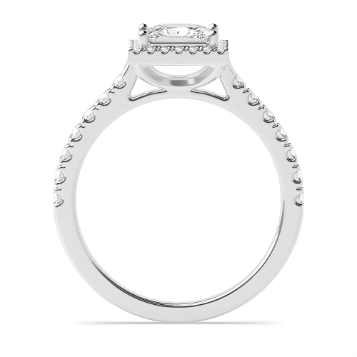 Princess High set accented stone Halo Engagement Rings