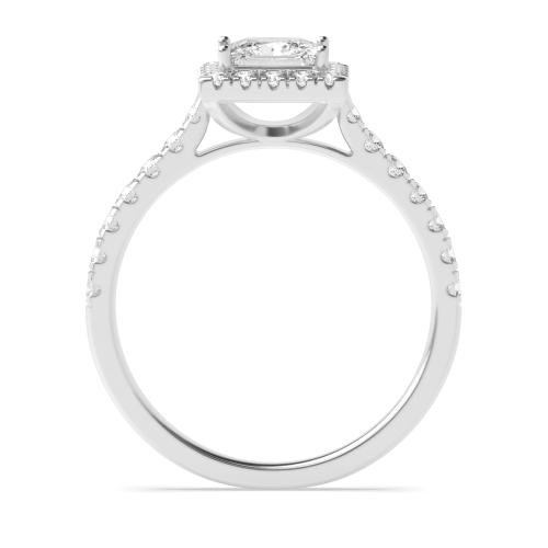 4 Prong Princess Platinum Classic Halo Engagement Ring