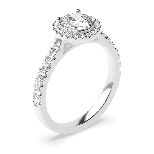 Round High set accented stone Engagement Rings