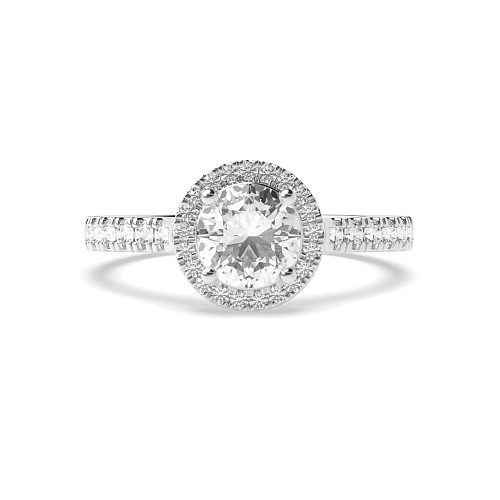 Round High set accented stone Engagement Rings