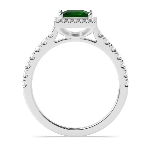 Princess High set accented stone Emerald Halo Engagement Rings