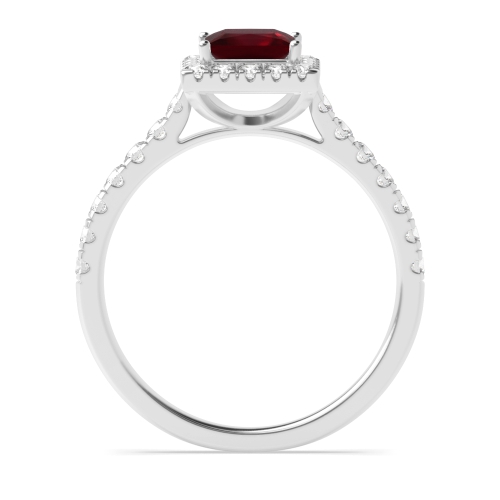 4 Prong Princess Classic Ruby Halo Engagement Ring