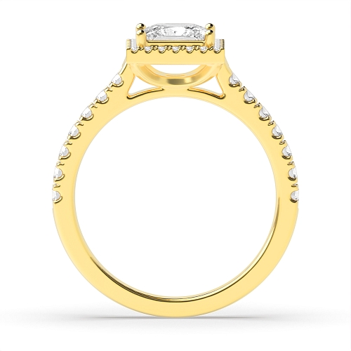 Princess Yellow Gold High set accented stone Side Stone Engagement Rings