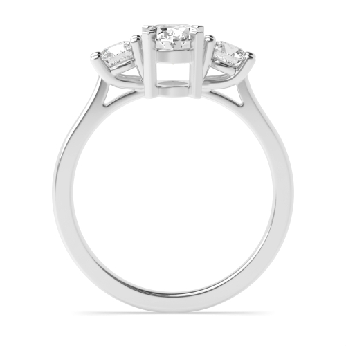 4 Prong Oval and round graduated Three Stone Diamond Ring