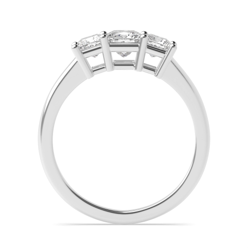 4 Prong Princess Basket Three Stone Engagement Ring