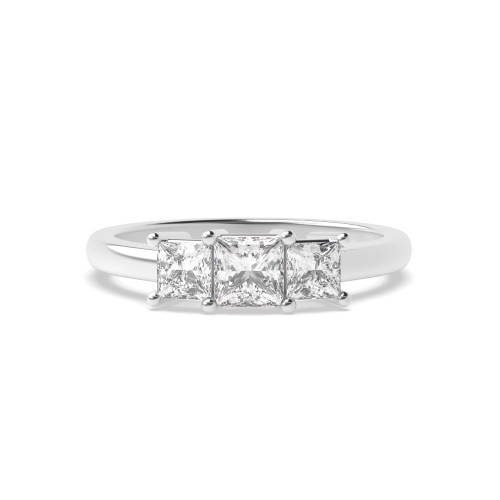 4 Prong Princess Basket Three Stone Diamond Ring