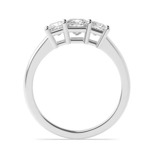 4 Prong Princess Basket Three Stone Diamond Ring