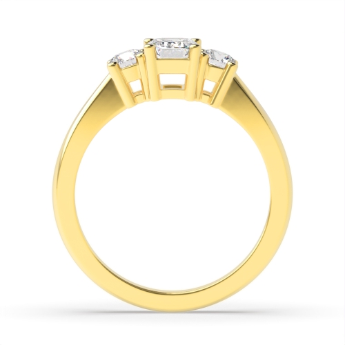 4 Prong Emerald Yellow Gold And round Engagement Rings
