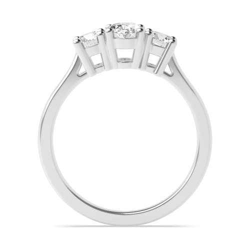 4 Prong Oval and round Three Stone Engagement Ring