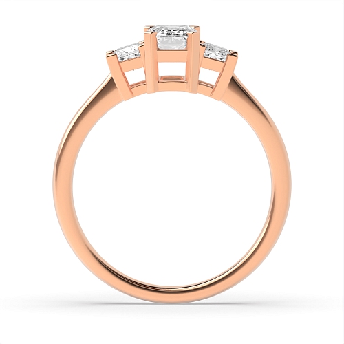 4 Prong Emerald Rose Gold With princess side Trilogy Engagement Rings