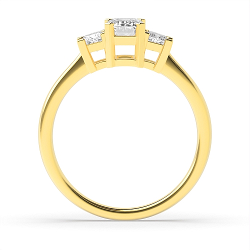 4 Prong Emerald Yellow Gold With princess side Engagement Rings