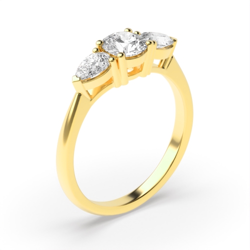 4 Prong Set Round Trilogy Diamond Ring in White gold