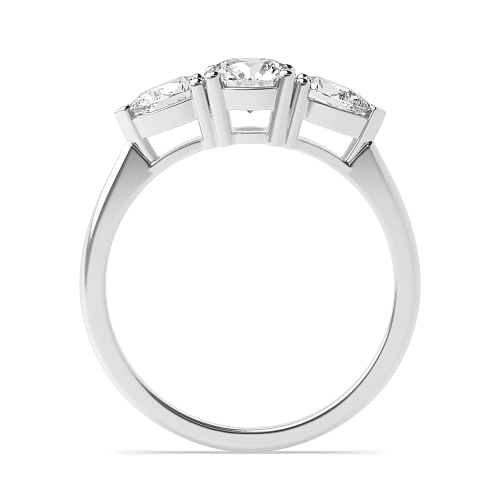 4 Prong Round With pear on side Moissanite Engagement Rings