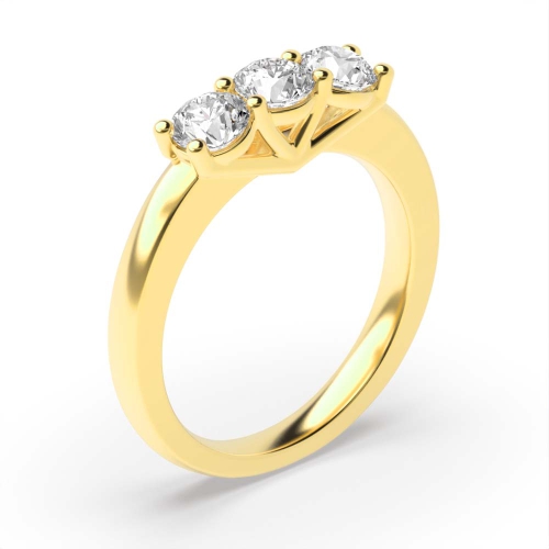 4 Prong Round Yellow Gold Unusual setting Engagement Rings
