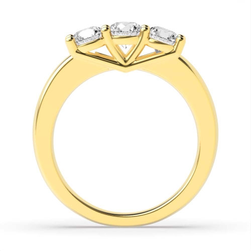 4 Prong Round Yellow Gold Unusual setting Engagement Rings