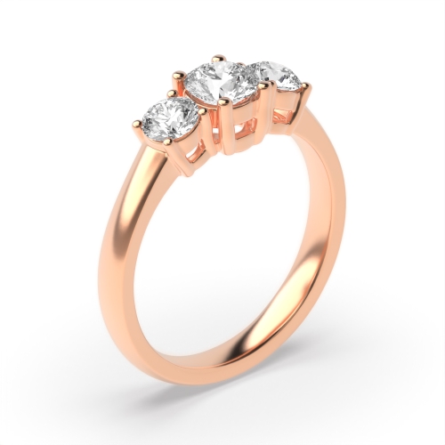 4 Prong Round Rose Gold Graduated Trilogy Engagement Rings
