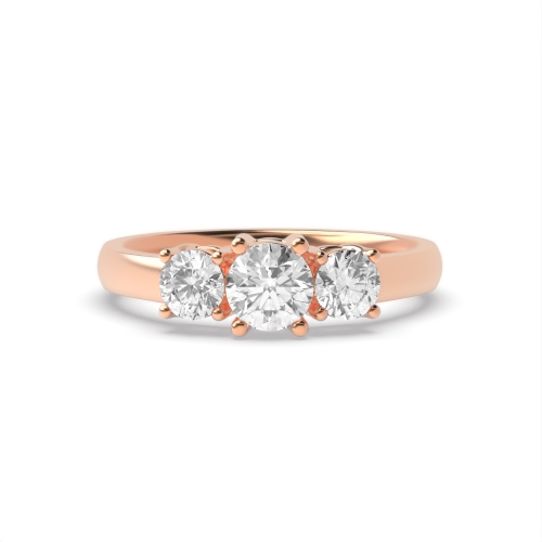 4 Prong Round Rose Gold Graduated Trilogy Engagement Rings