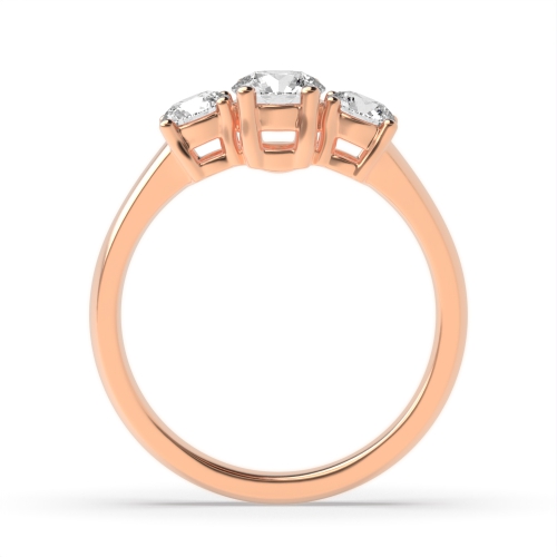 4 Prong Round Rose Gold Graduated Trilogy Engagement Rings