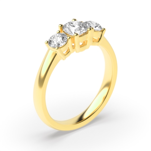 4 Prong Round Yellow Gold Graduated Engagement Rings