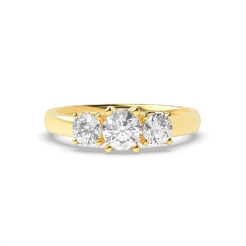 4 Prong Round Yellow Gold Graduated Engagement Rings