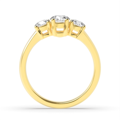 4 Prong Round Yellow Gold Graduated Engagement Rings