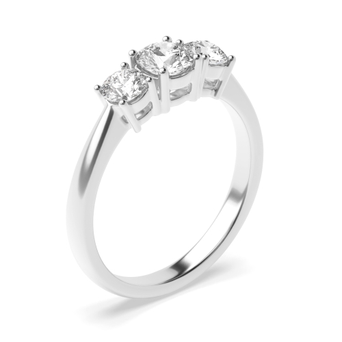 4 Prong Round Naturally Mined Diamond Three Stone Engagement Rings