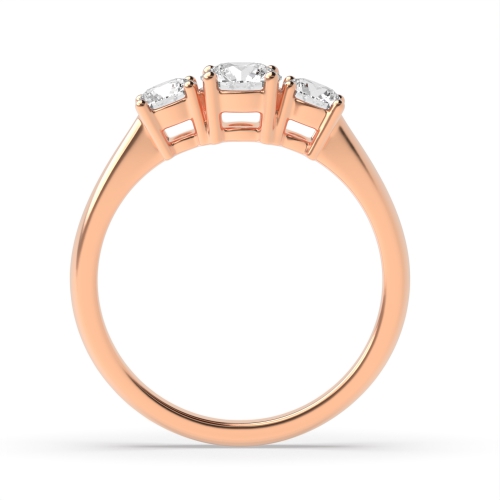 4 Prong Round Rose Gold Classic graduated Trilogy Engagement Rings